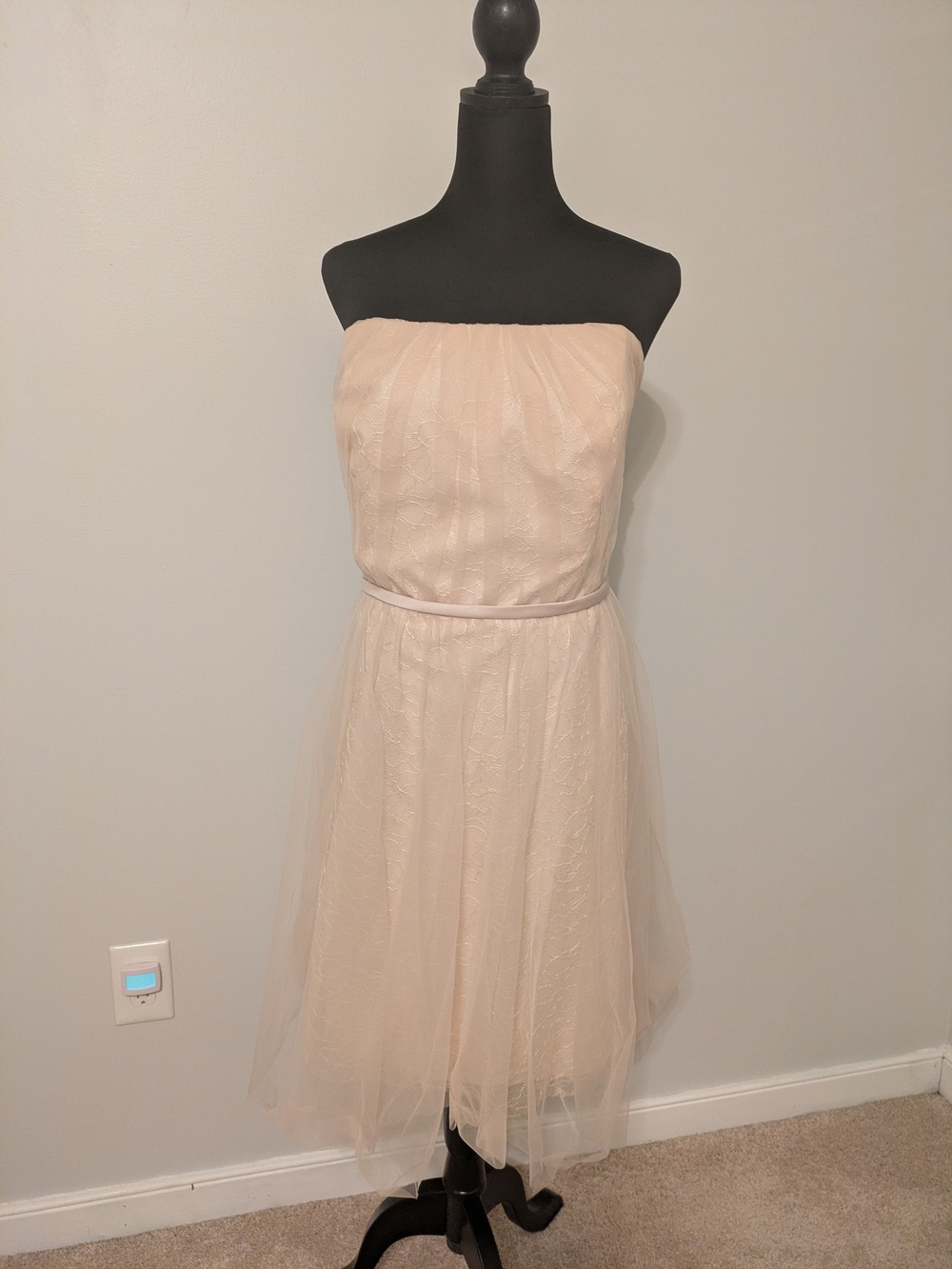 White by Vera Wang Strapless Blush Tulle Cocktail Dress Size 22 Lace Layers